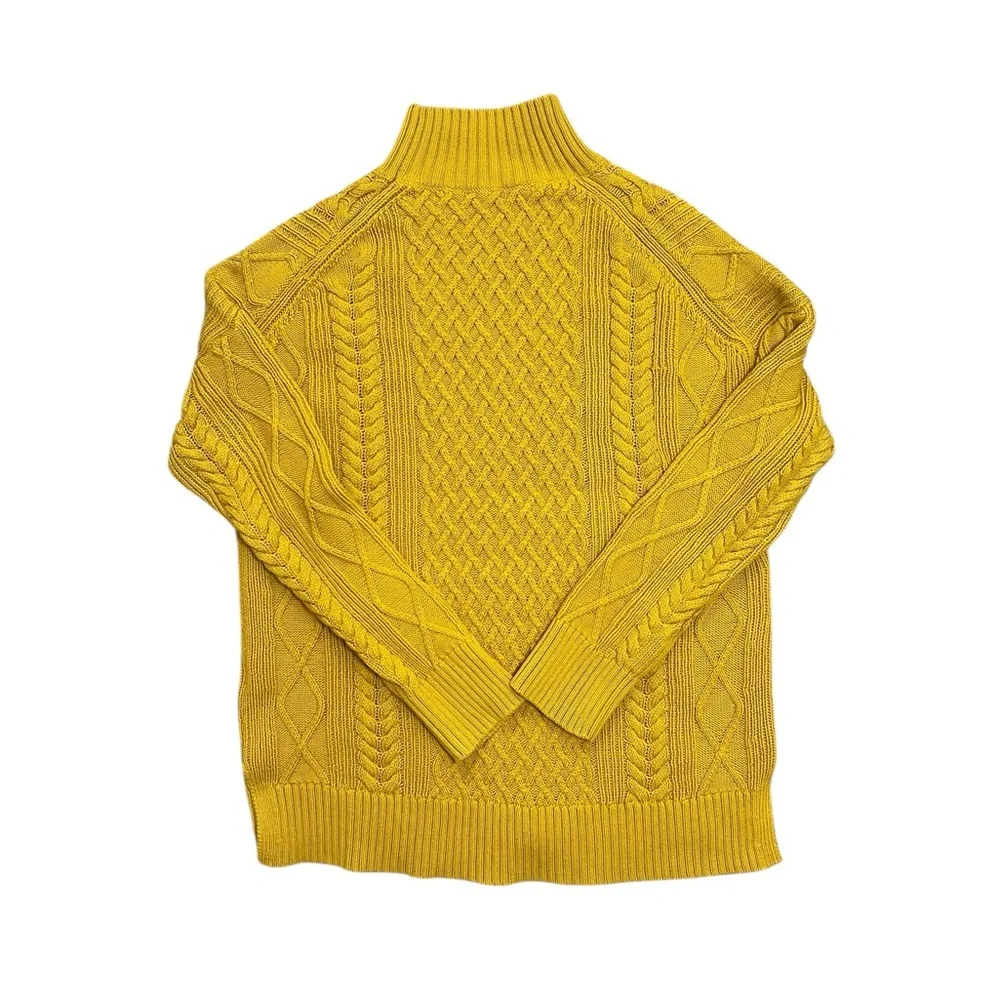 J. Crew oversized 100% cotton Mustard Cable Knit mockneck Sweater